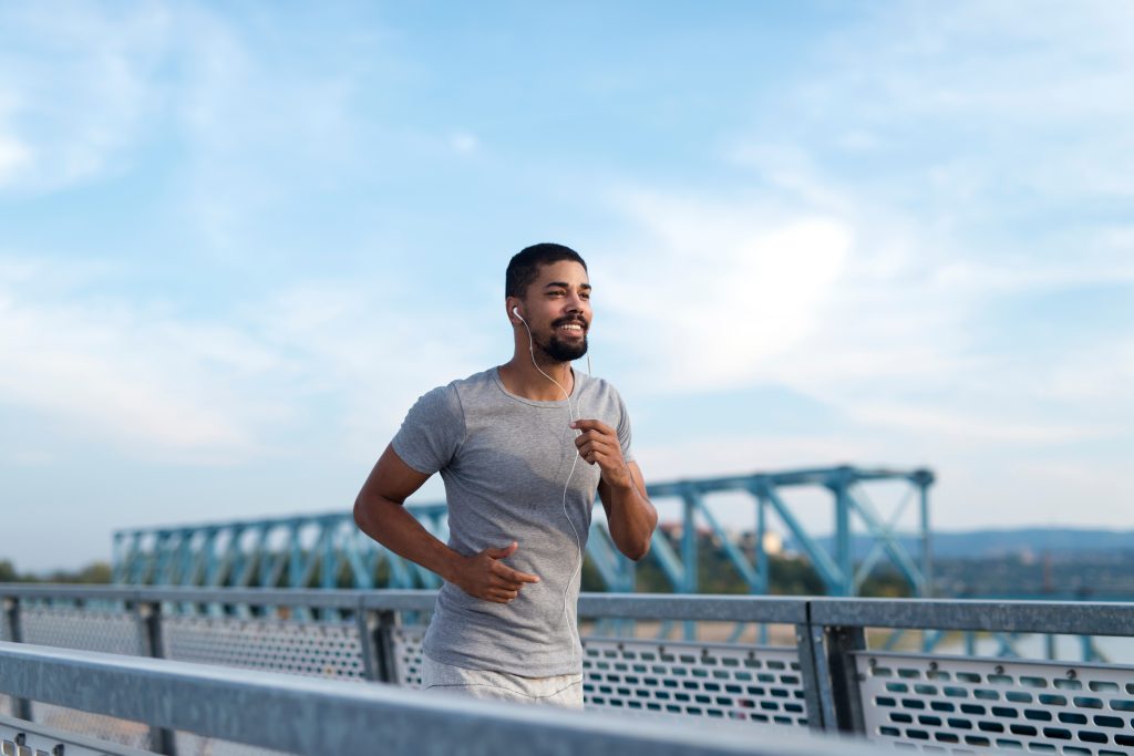 Shot of an athlete running on training.