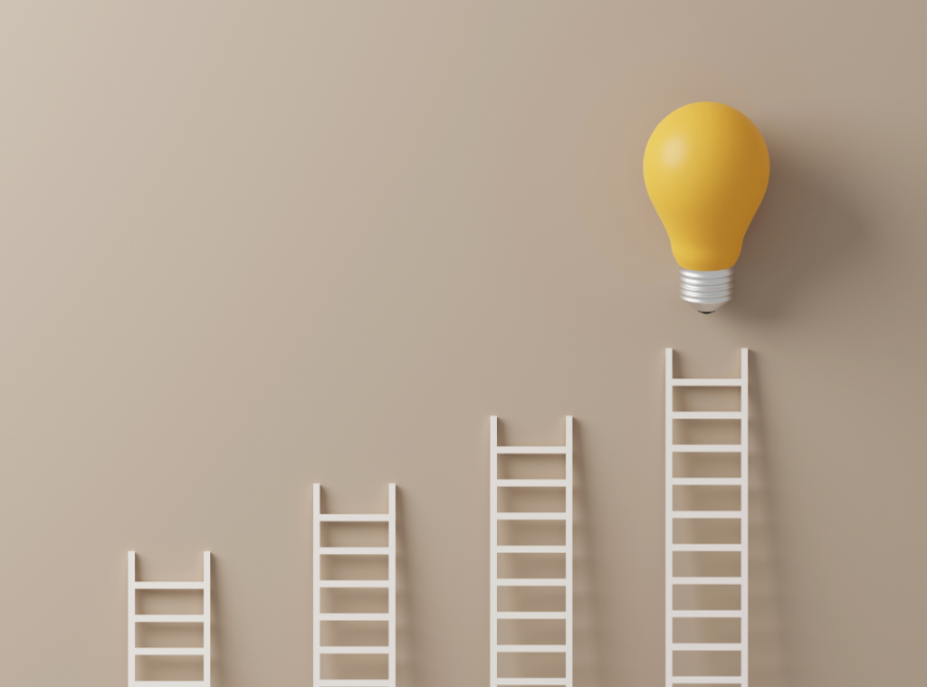 4 ladders with a light bulb