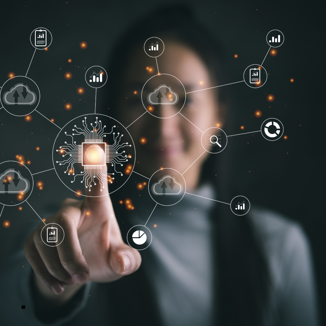 An Asian woman selecting from a 3D screen